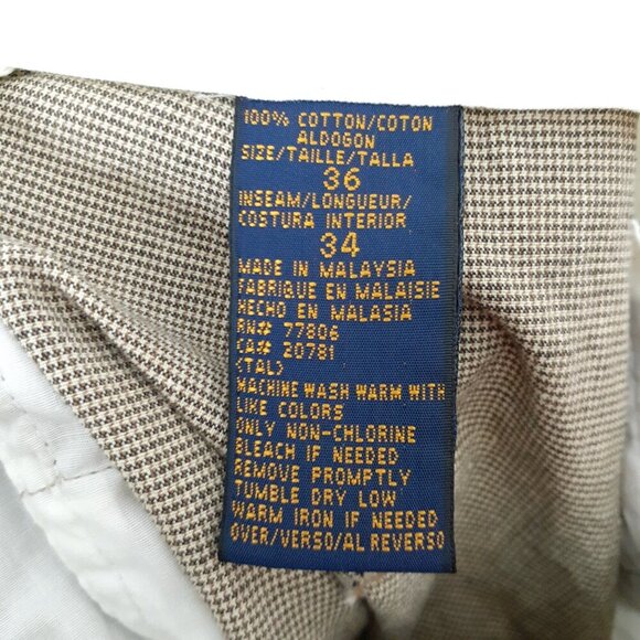 Vintage Tommy Hilfiger Golf Pants 36x34 Pleated Waist Adj Beige Houndstooth 69 - Picture 6 of 6
